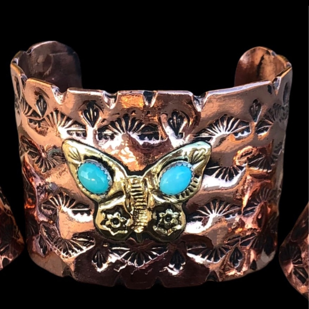 Handmade stamped copper cuff